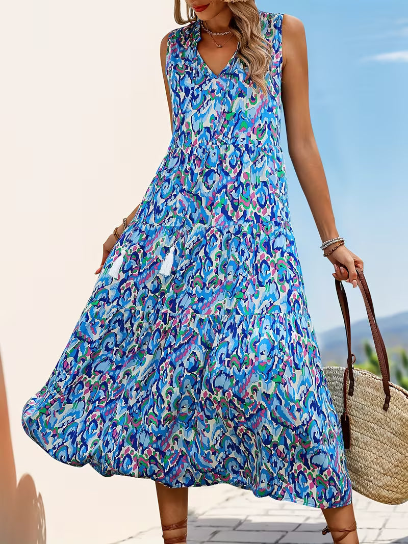 Printed Tiered Maxi Dress