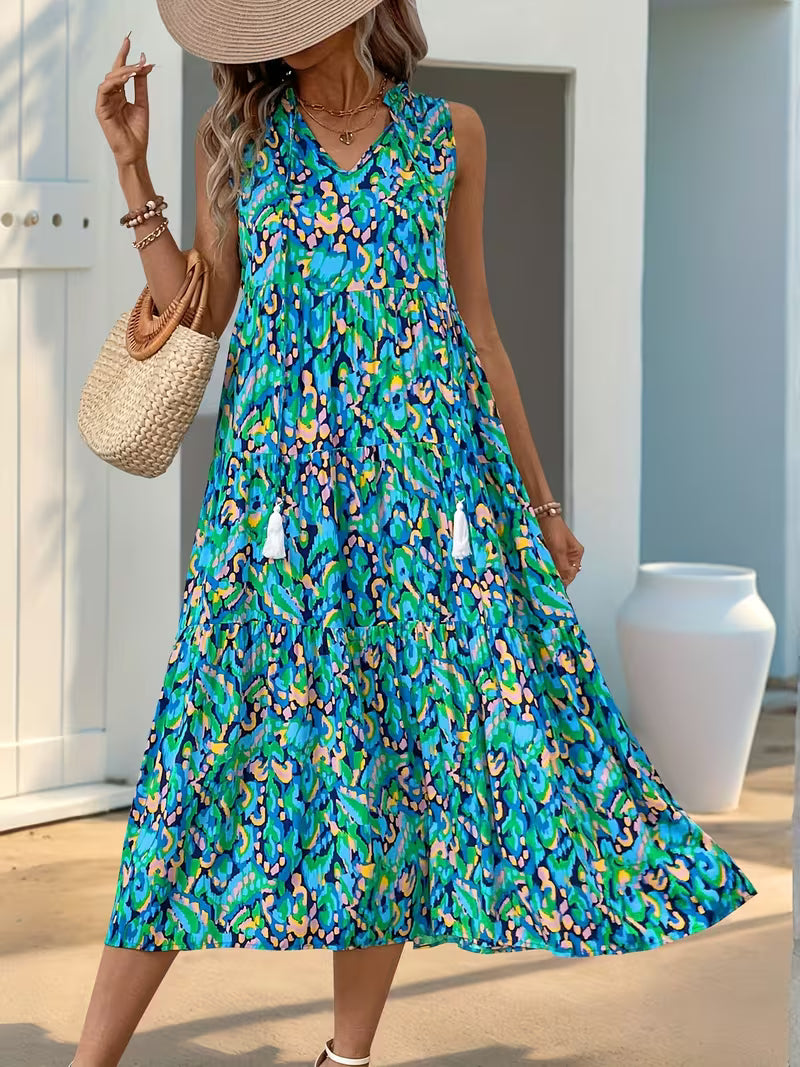 Printed Tiered Maxi Dress