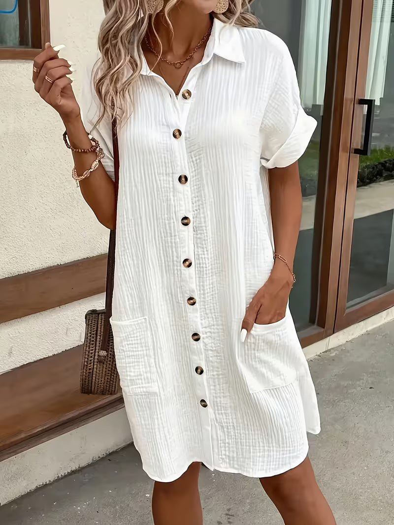 Linen Button Shirt Dress