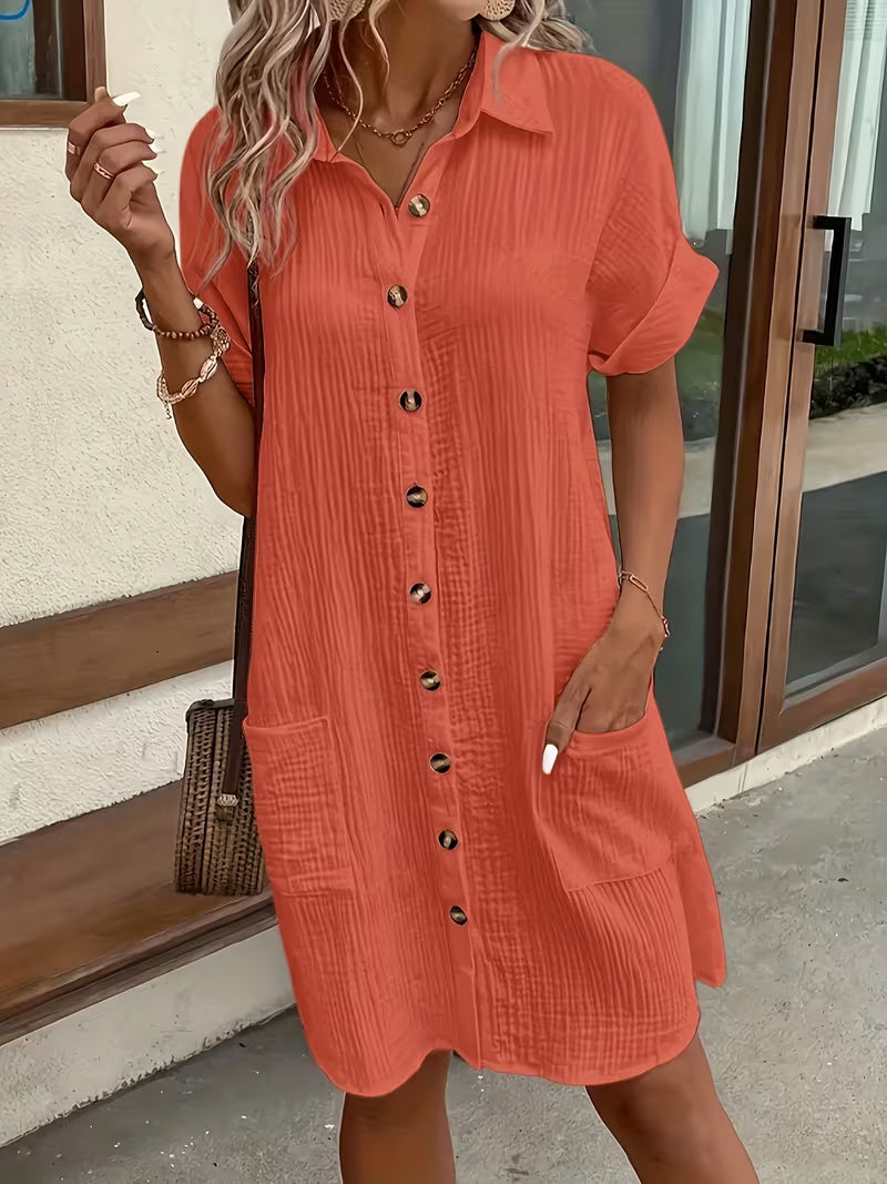 Linen Button Shirt Dress