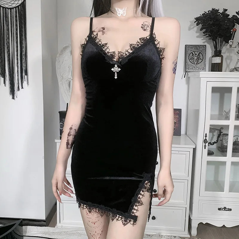 Gothic Lace Mini Dress