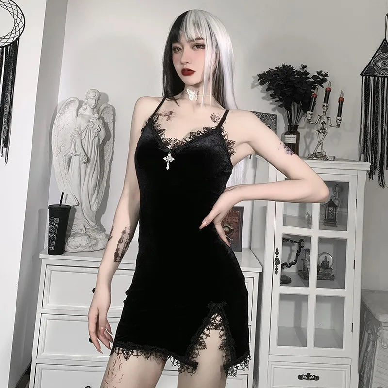 Gothic Lace Mini Dress