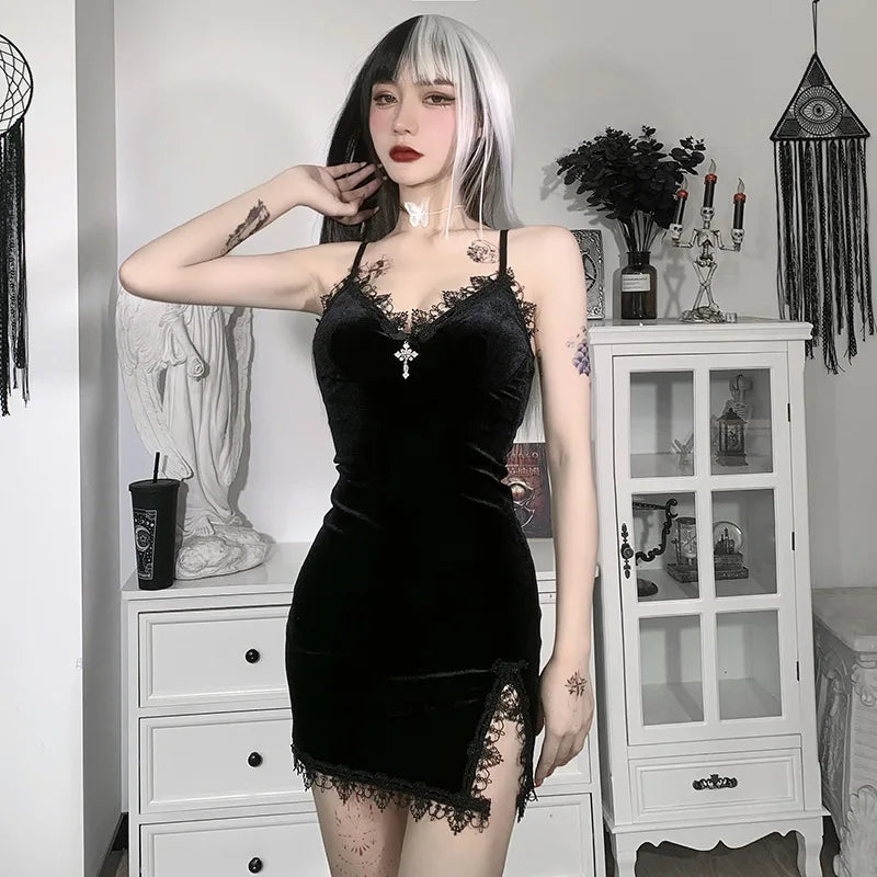 Gothic Lace Mini Dress