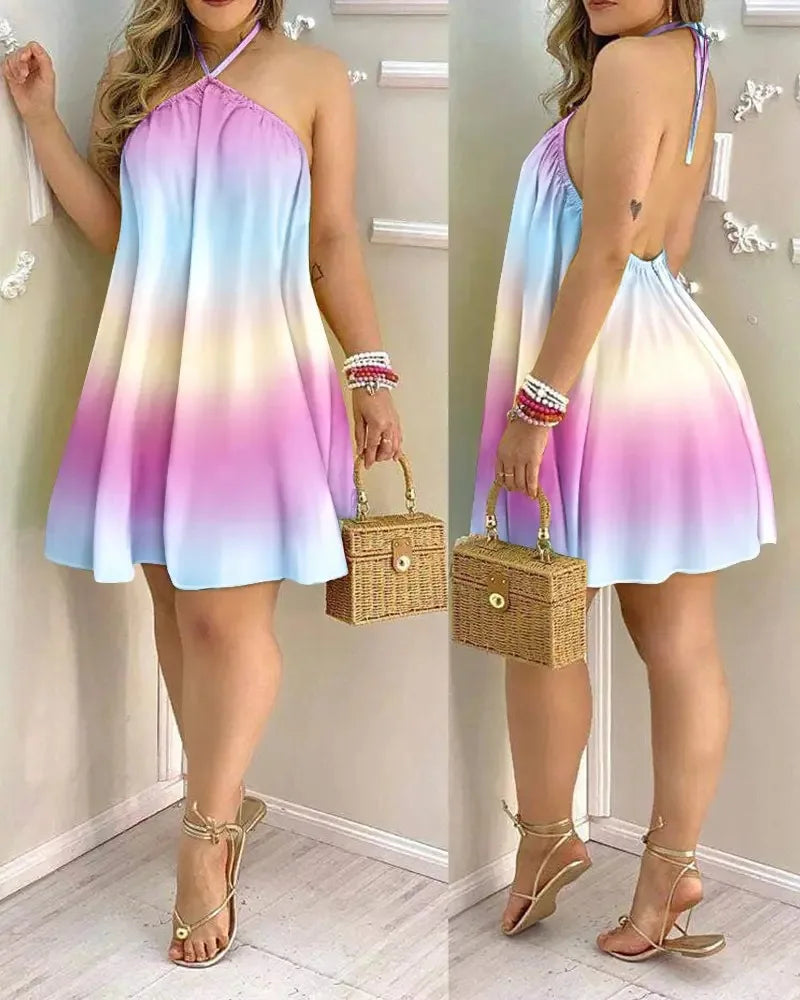 Floral Halter Neck Dress