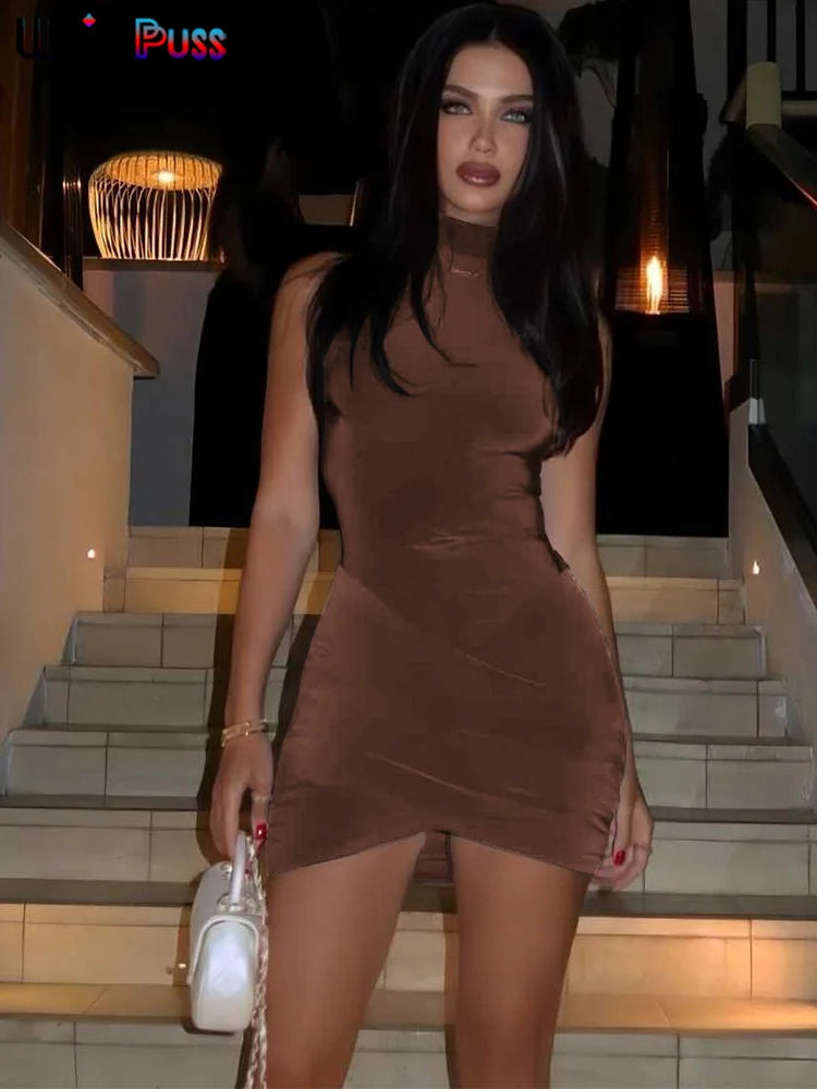 Ribbed Cross Bodycon Dress