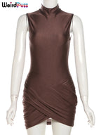 Ribbed Cross Bodycon Dress