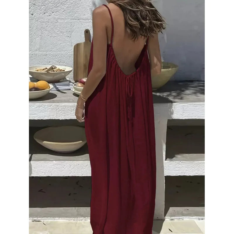 Backless Flowy Maxi Dress