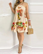 Floral Halter Neck Dress