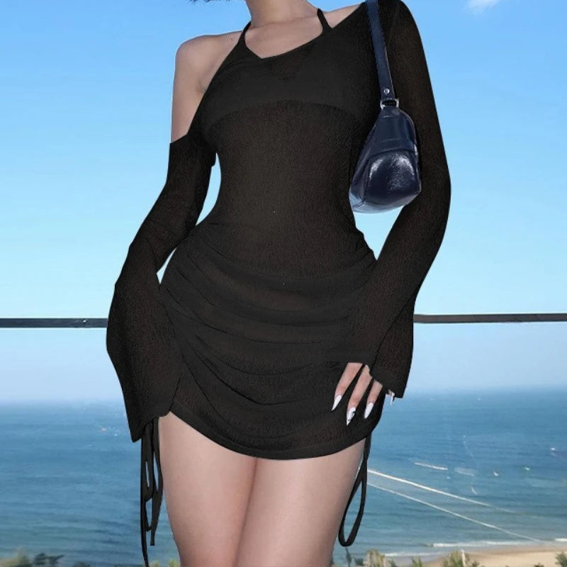 Mesh Ruched Mini Dress