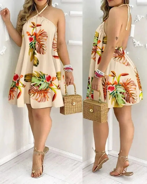 Floral Halter Neck Dress