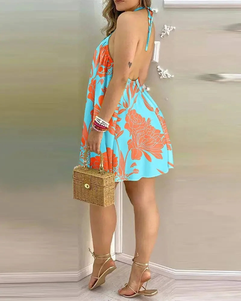 Floral Halter Neck Dress