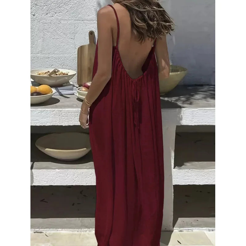 Backless Flowy Maxi Dress