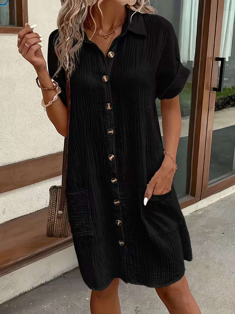 Linen Button Shirt Dress