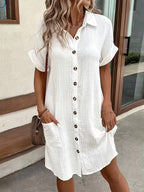 Linen Button Shirt Dress